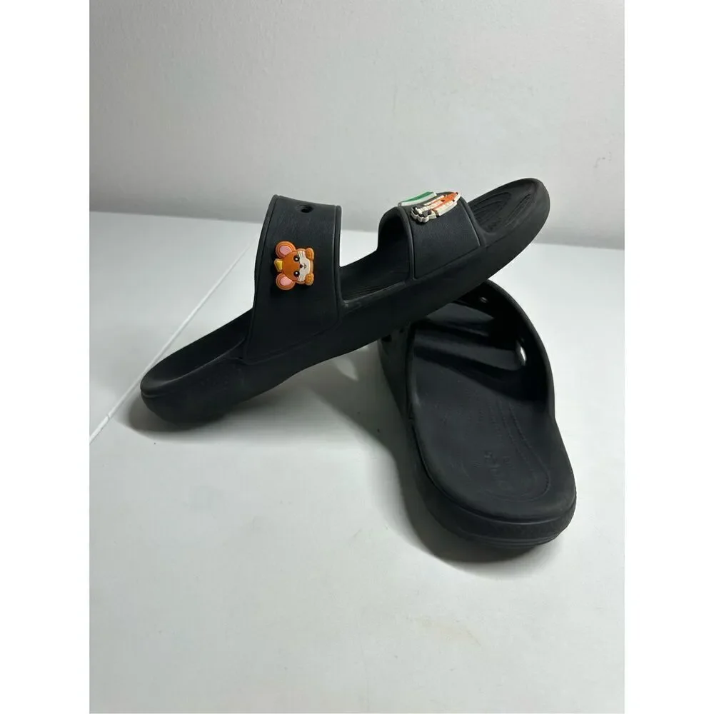 Crocs Classic Black Slide Sandals Unisex 5 Sharms Size Men's 12